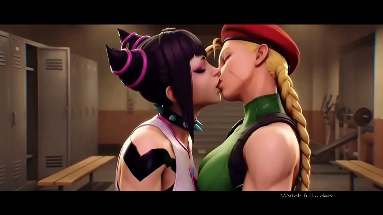 3D Lesbian Kissing and Foot Play in a Locker Room