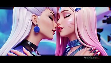 Ahri x Evelynn Lesbian Kissing K/DA Fantasy