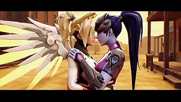 Mercy x Widowmaker Lesbian Kissing Overwatch