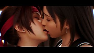 Tifa and Jessie Lesbian Kissing Remake