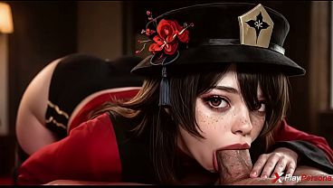 Bedroom Blowjob and Red-Black Fantasy Sex