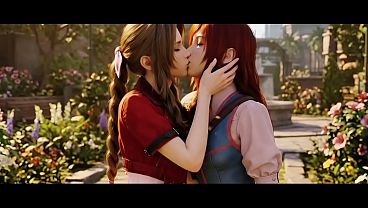 Aerith x Cissnei Lesbian Kissing