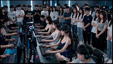 Maid Cafe No. 3 Nude Scene in an RGB Gaming Room
