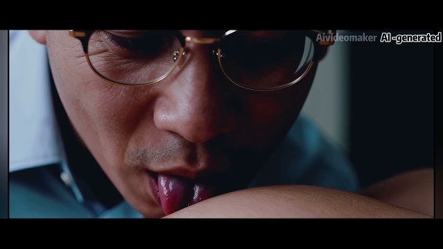 Persona con gafas oscuras en un primerísimo plano de la cara con la boca sobre un pene expuesto