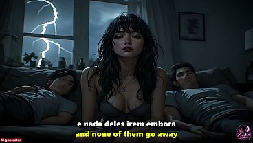 Fantasía anime de infidelidad con mamada y sexo